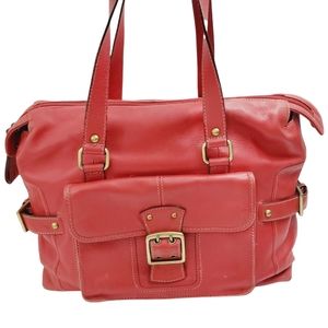 FRANKLIN COVEY BAG Leather Red Laptop Zip Tote Office Travel Carry On Briefcase